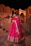 Pink Zari And Sequence Embroidery Work Lehenga With Blouse Dupatta Bulk Orders In India